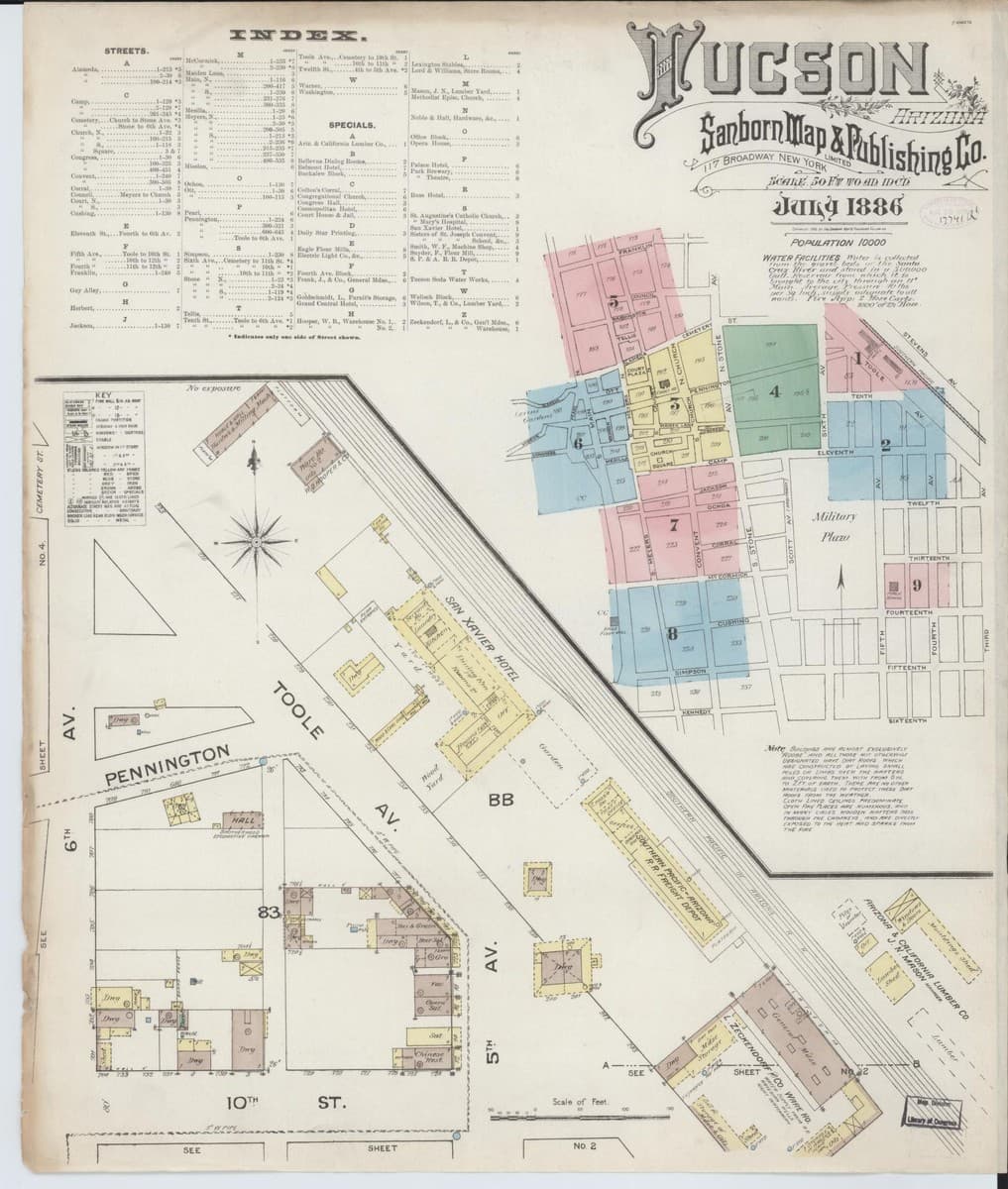 Tucson, Arizona - 1886 Sanborn Map