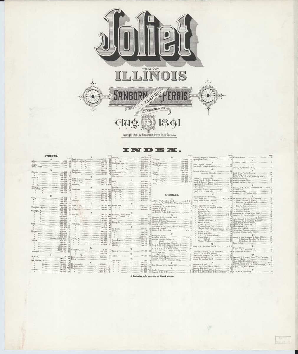 Joliet, Illinois - 1891 Sanborn Map