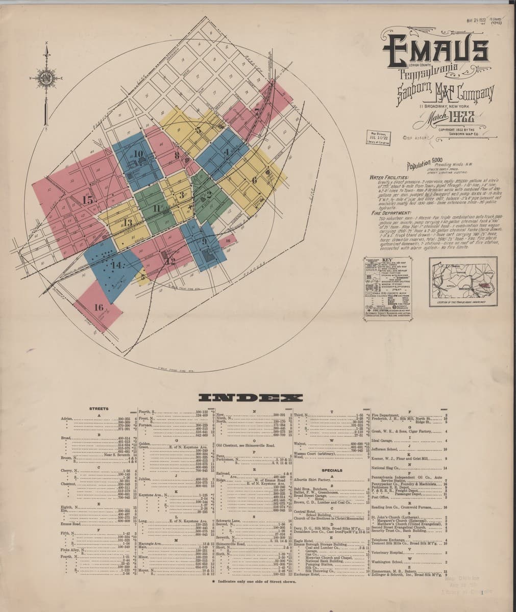 Emaus, Pennsylvania - 1922 Sanborn Map
