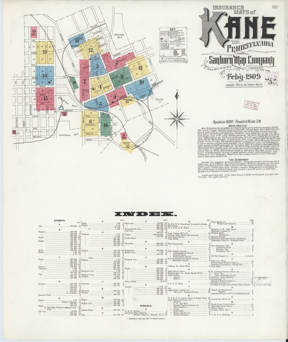Kane, Pennsylvania - 1909 Sanborn Map