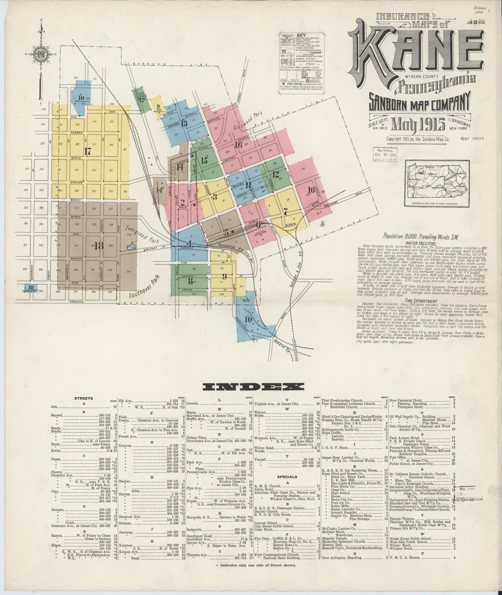 Kane, Pennsylvania - 1915 Sanborn Map
