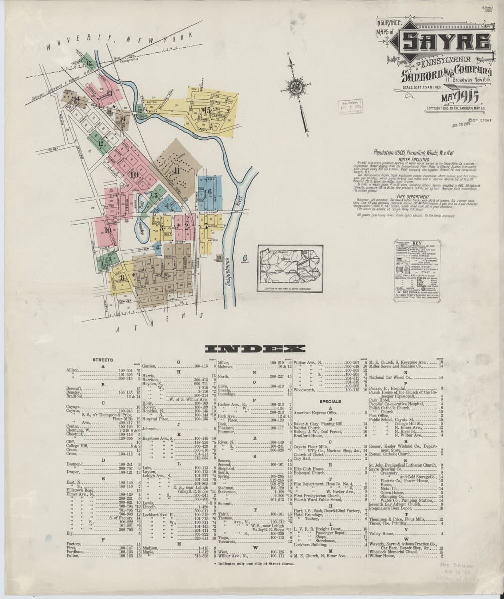 Sayre, Pennsylvania - 1915 Sanborn Map