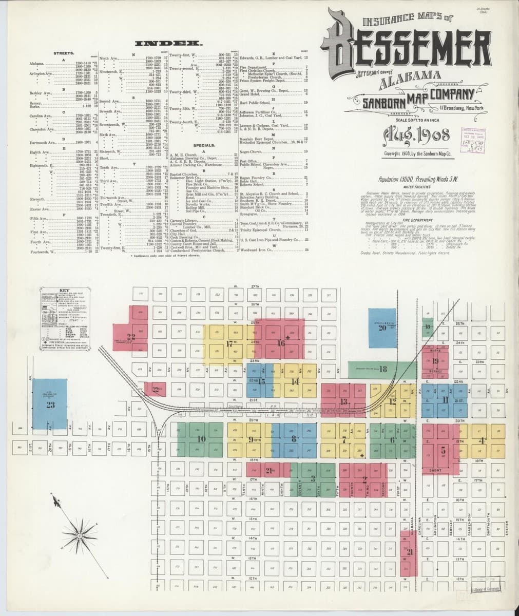 Bessemer, Alabama - 1908 Sanborn Map