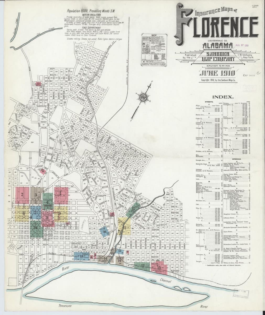 Florence, Alabama - 1910 Sanborn Map
