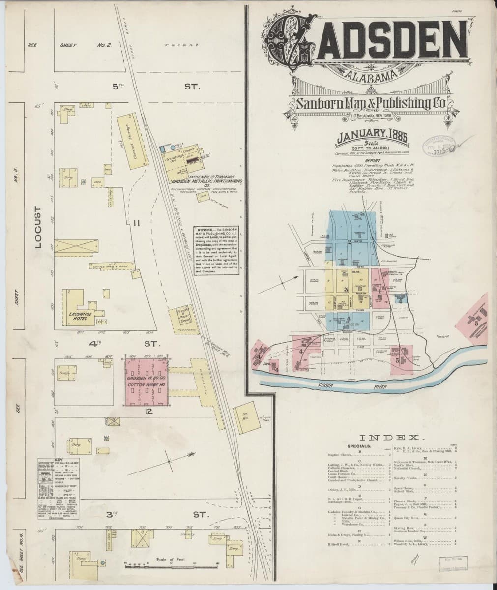 Gadsden, Alabama - 1885 Sanborn Map