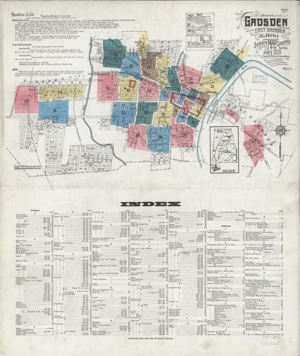 Gadsden, Alabama - 1926 Sanborn Map
