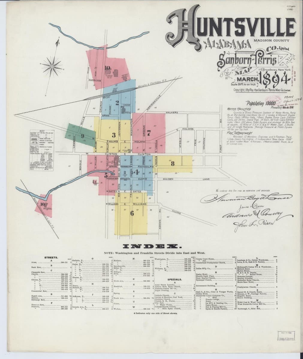 Huntsville, Alabama - 1894 Sanborn Map