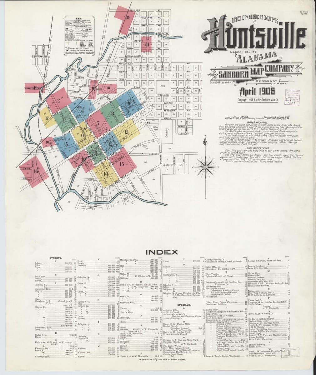 Huntsville, Alabama - 1908 Sanborn Map