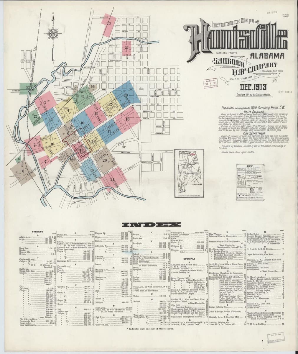 Huntsville, Alabama - 1913 Sanborn Map