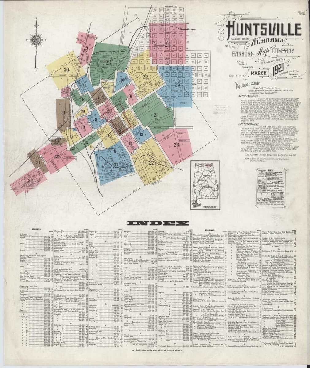 Huntsville, Alabama - 1921 Sanborn Map