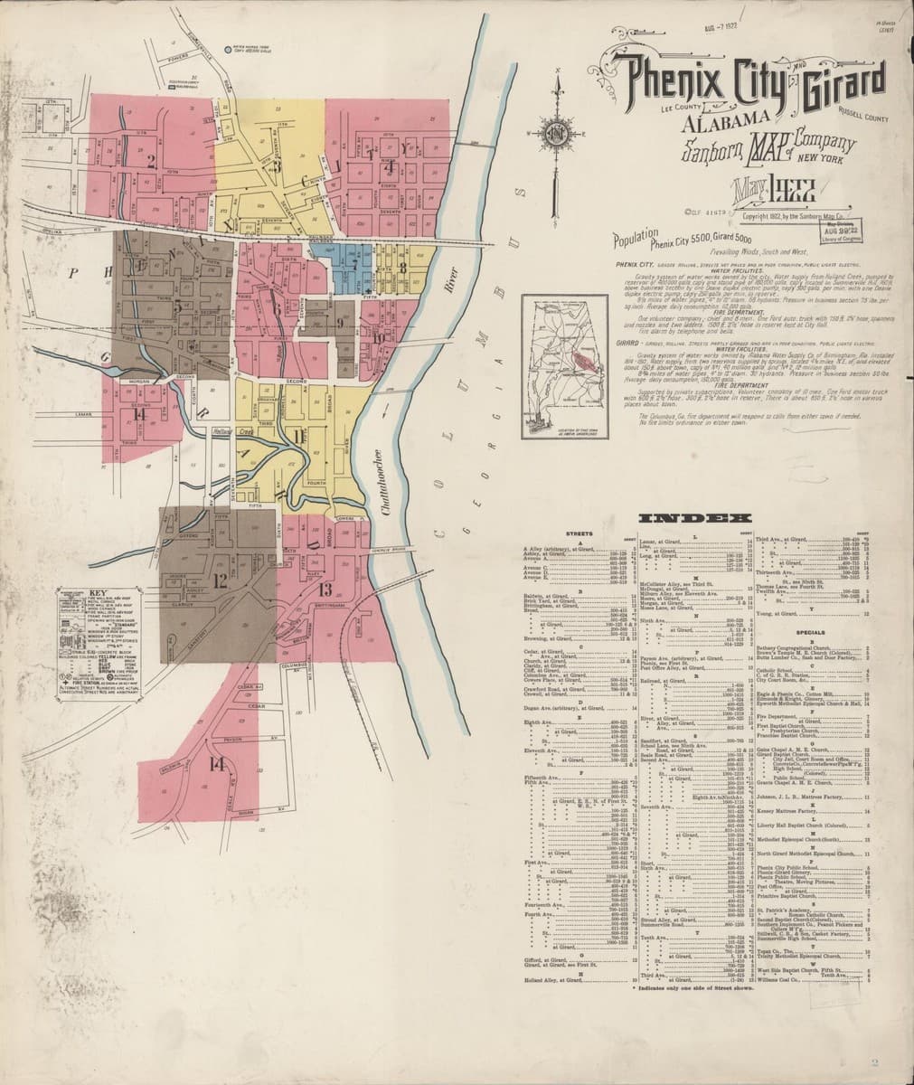 Phenix City, Alabama - 1922 Sanborn Map