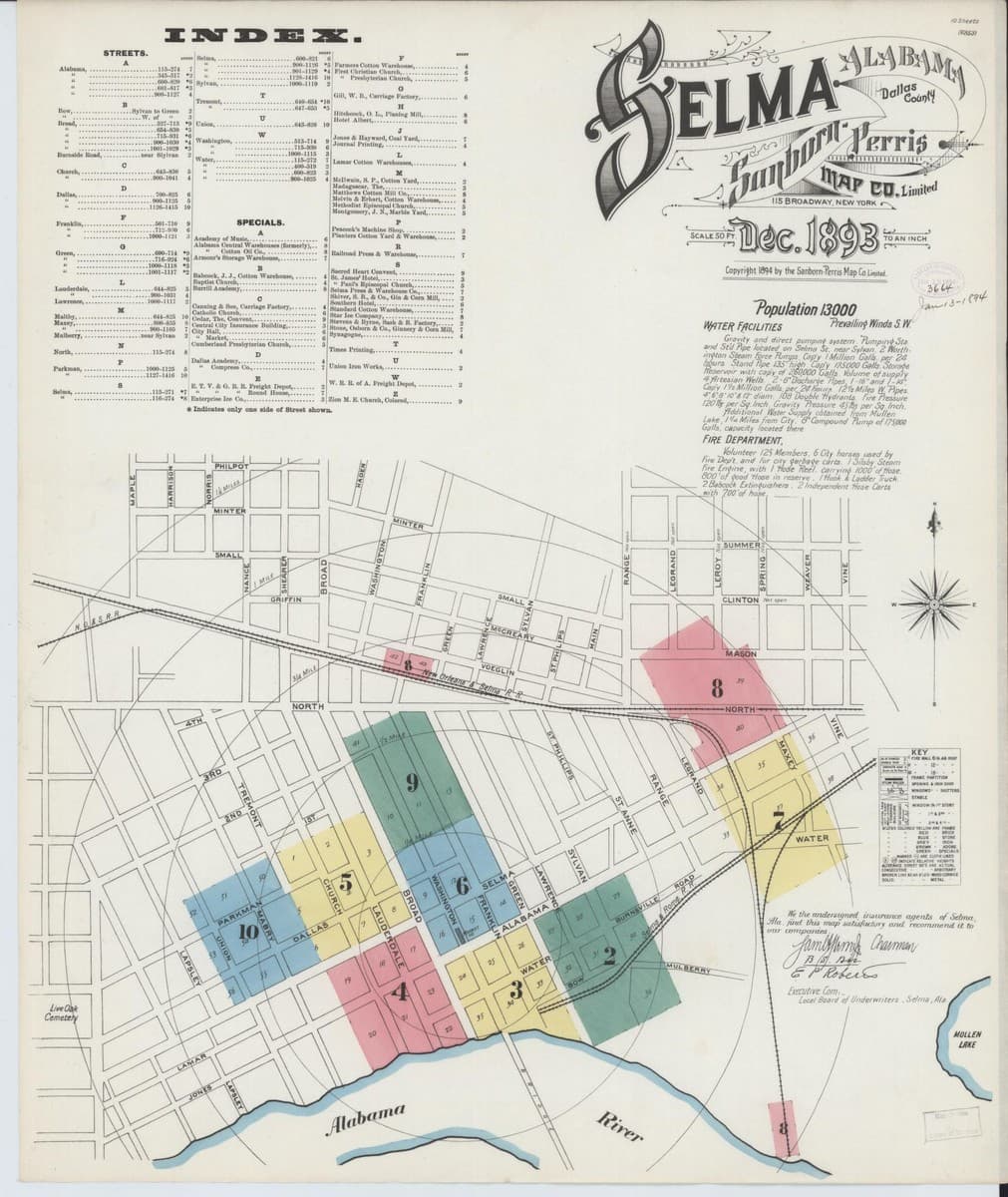 Selma, Alabama - 1893 Sanborn Map
