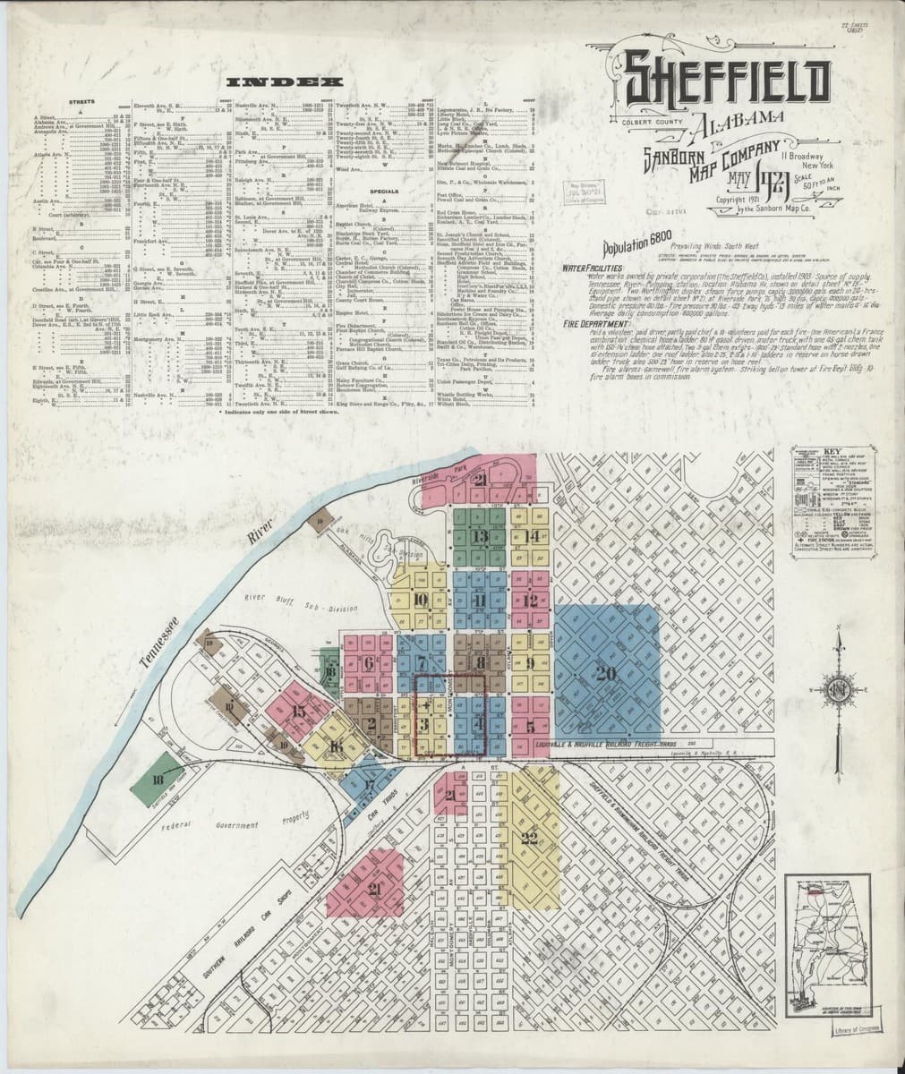 Sheffield, Alabama - 1921 Sanborn Map