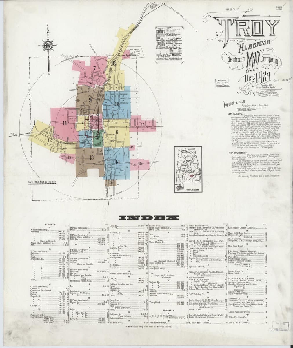 Troy, Alabama - 1923 Sanborn Map