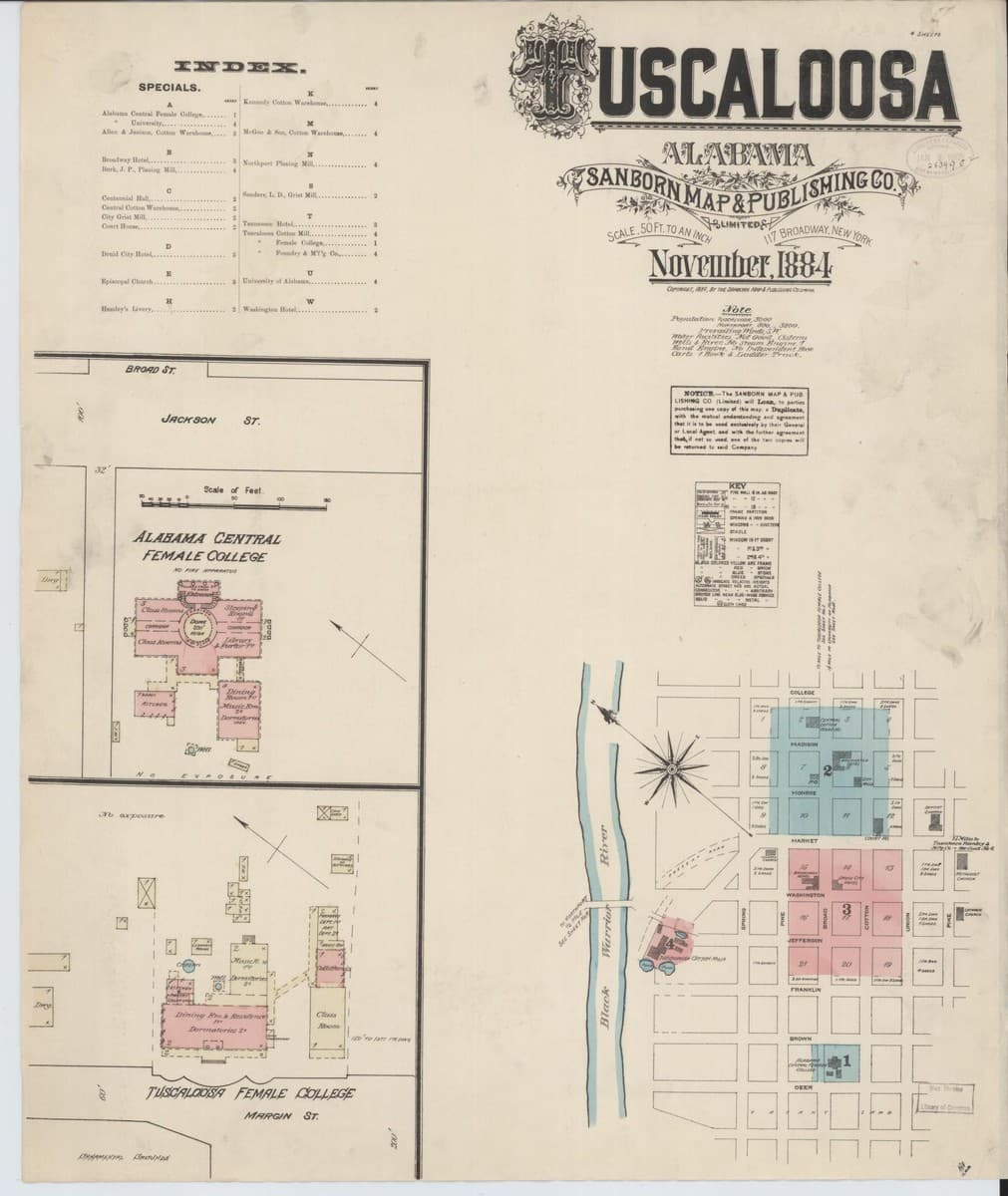 Tuscaloosa, Alabama - 1884 Sanborn Map