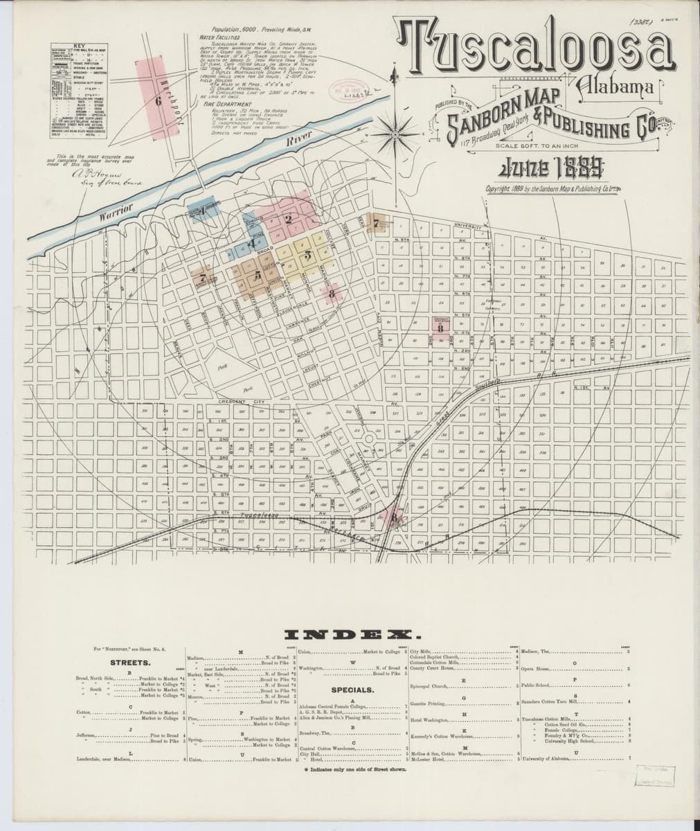 Tuscaloosa, Alabama - 1889 Sanborn Map