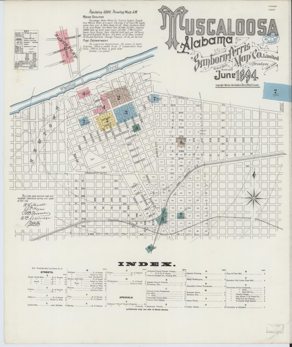 Tuscaloosa, Alabama - 1894 Sanborn Map