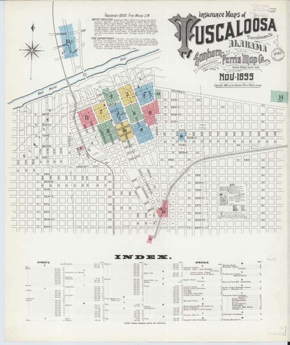 Tuscaloosa, Alabama - 1899 Sanborn Map