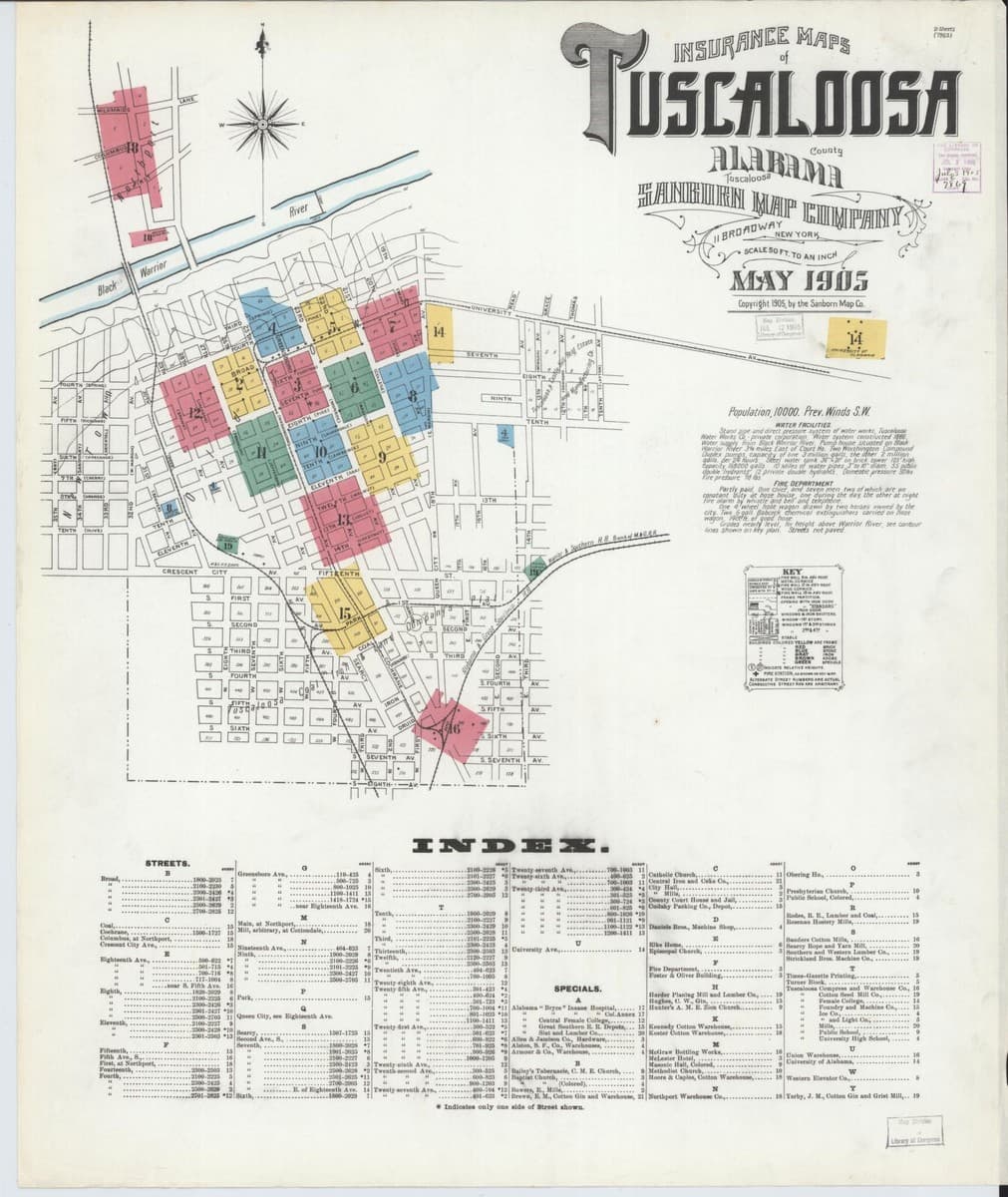 Tuscaloosa, Alabama - 1905 Sanborn Map