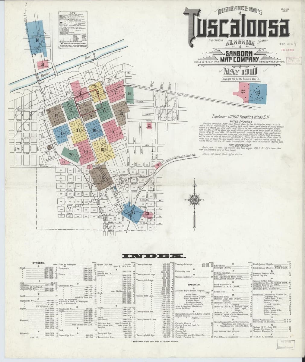 Tuscaloosa, Alabama - 1910 Sanborn Map