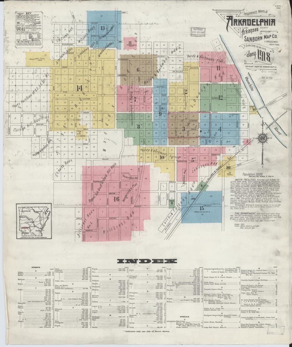 Arkadelphia, Arkansas - 1918 Sanborn Map