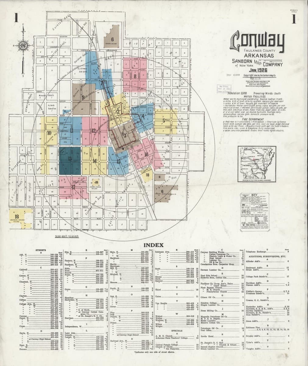 Conway, Arkansas - 1926 Sanborn Map