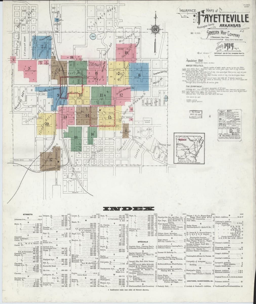 Fayetteville, Arkansas - 1919 Sanborn Map