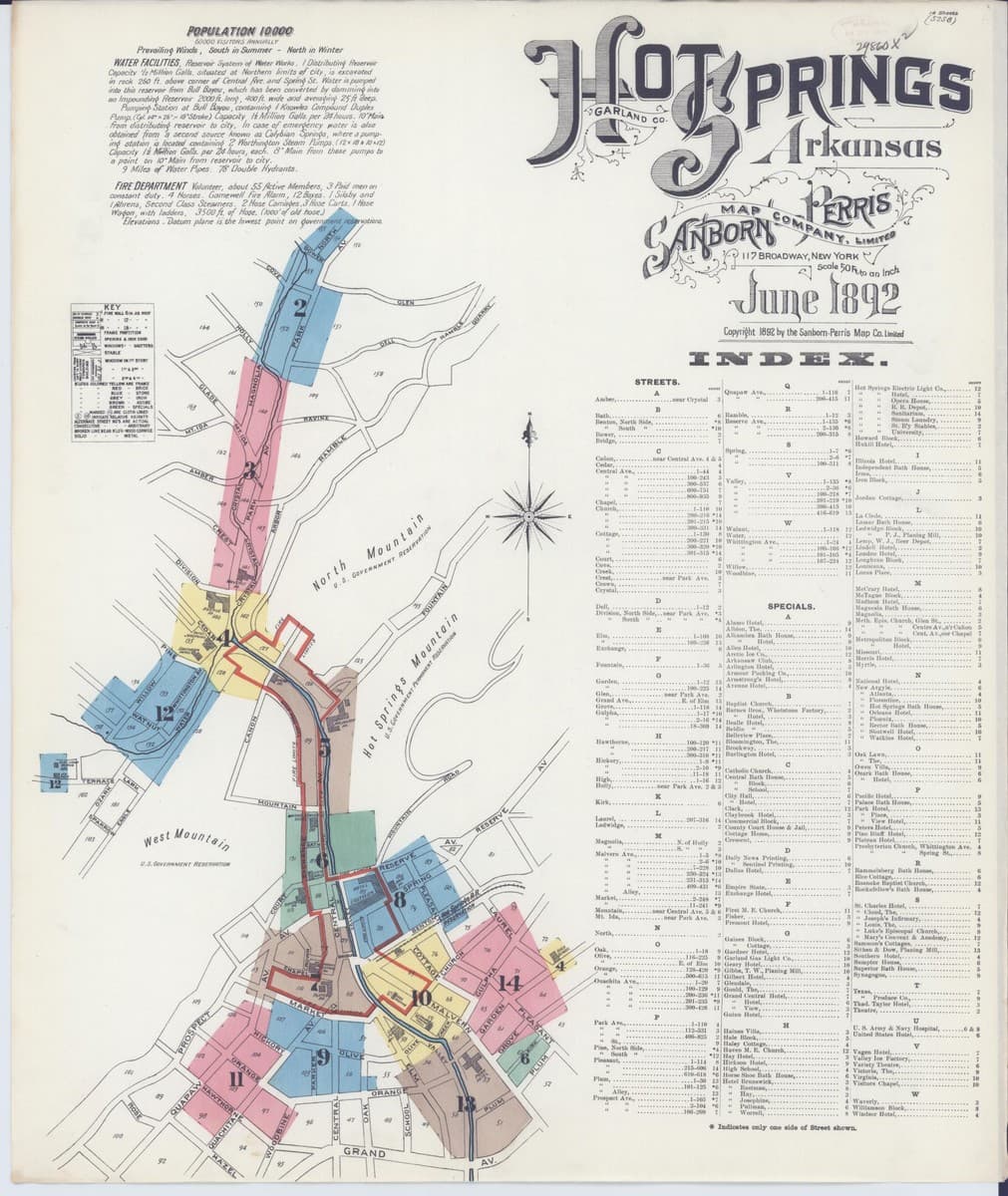 Hot Springs, Arkansas - 1892 Sanborn Map