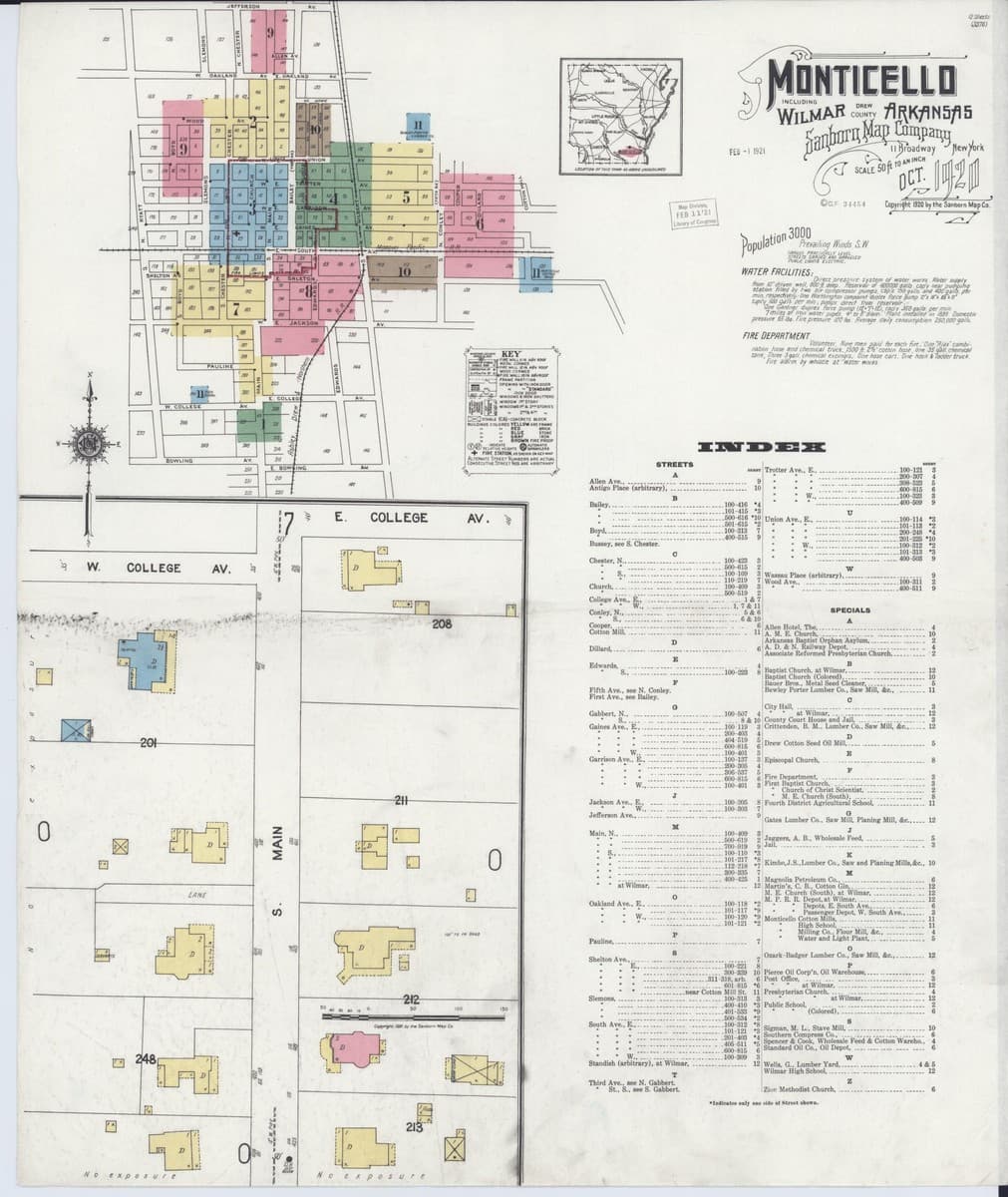 Monticello, Arkansas - 1920 Sanborn Map
