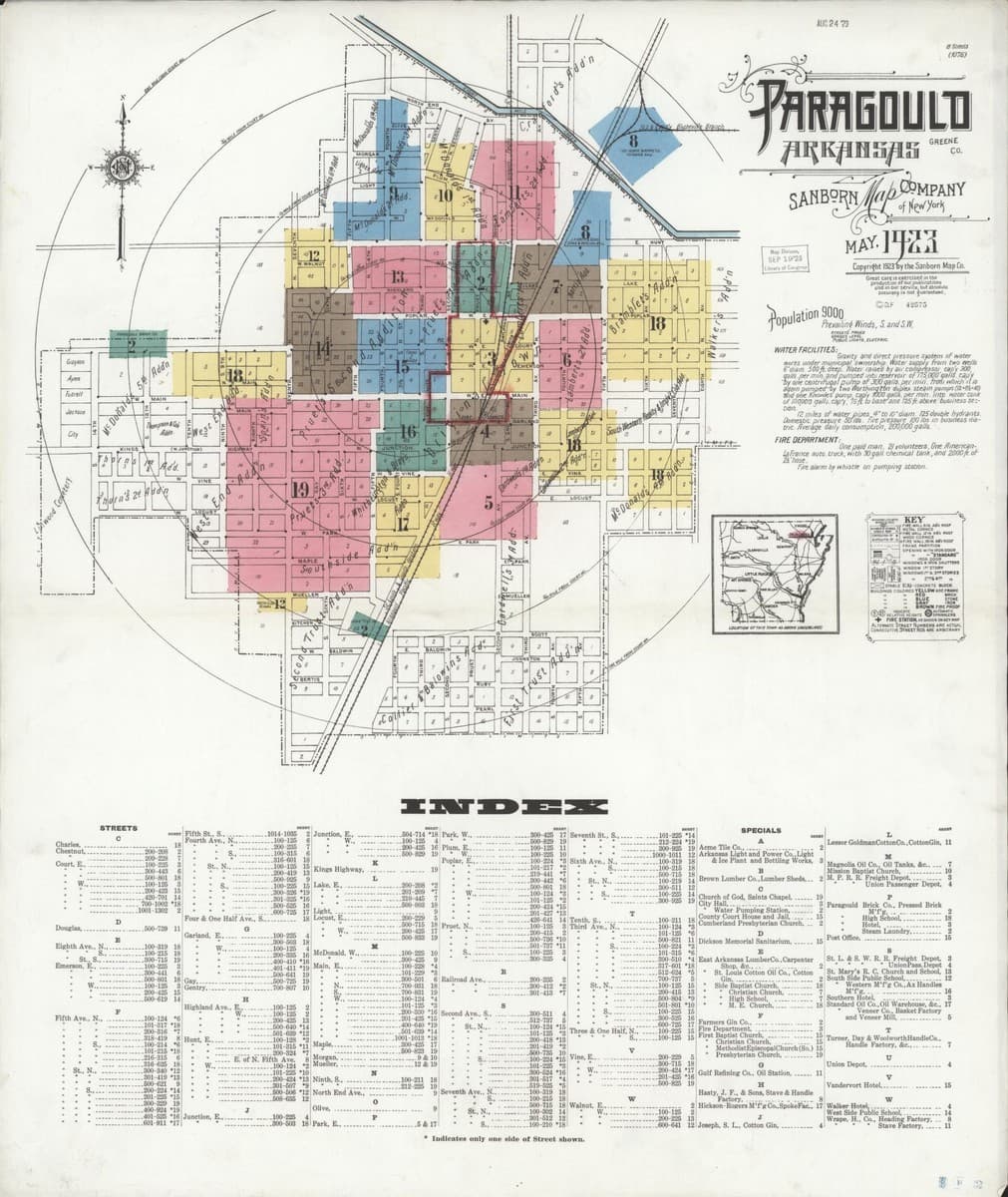 Paragould, Arkansas - 1923 Sanborn Map