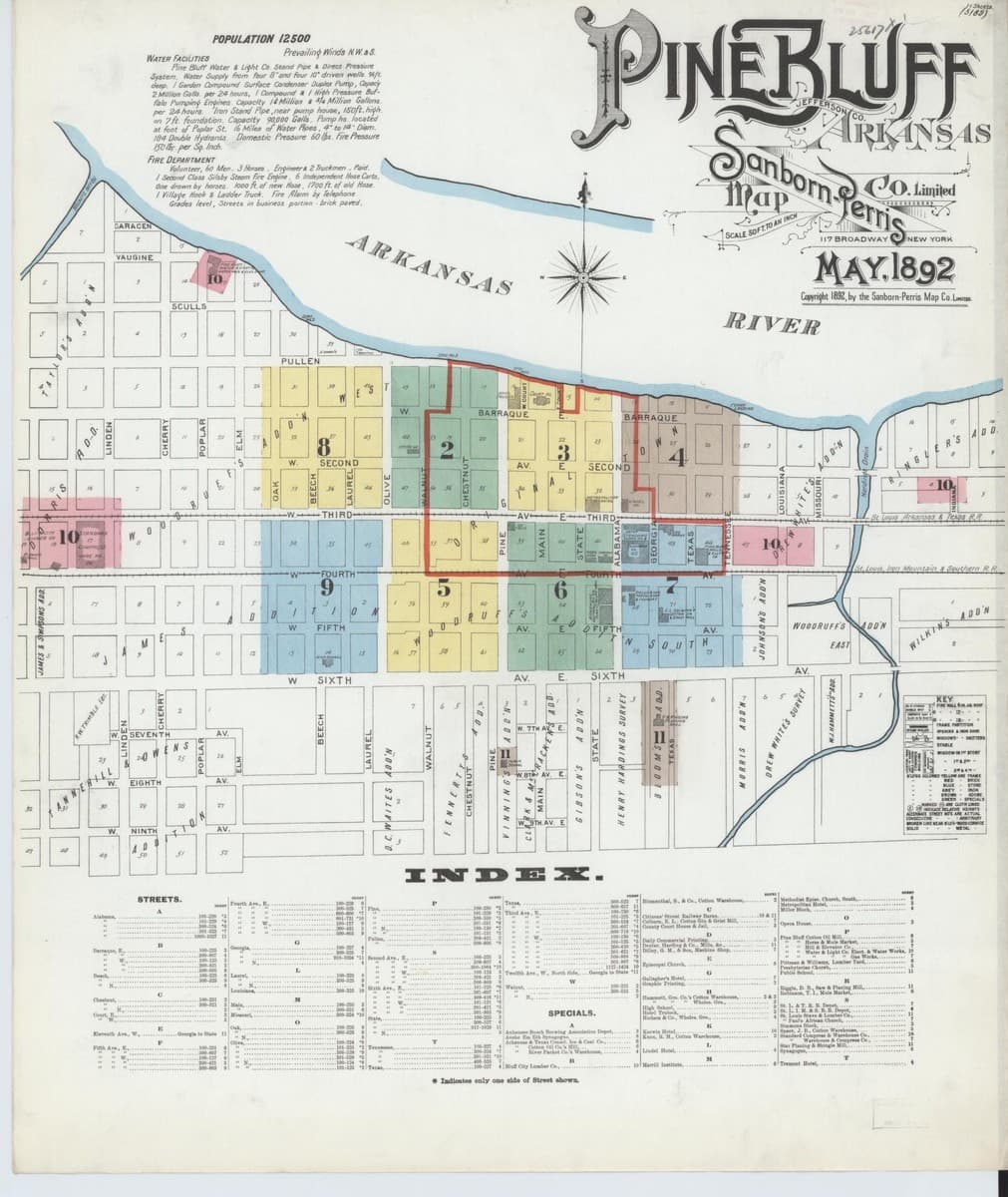 Pine Bluff, Arkansas - 1892 Sanborn Map