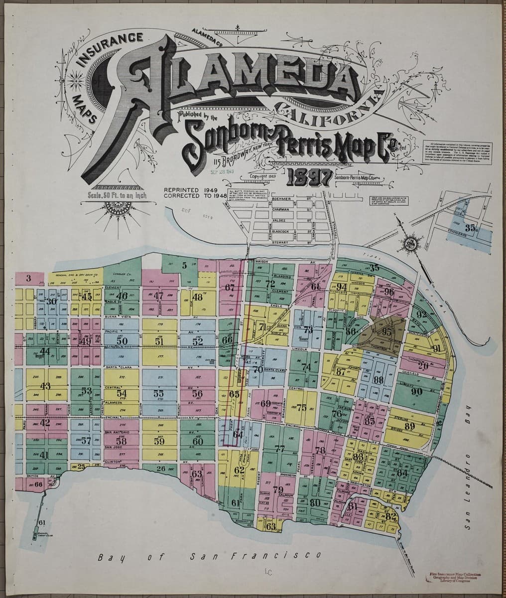 Alameda, California - 1897 Sanborn Map