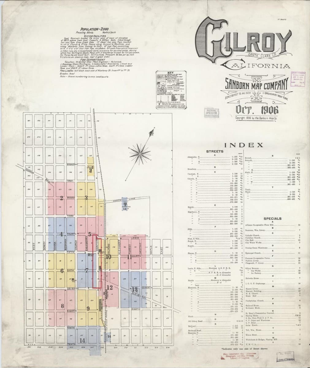 Gilroy, California - 1906 Sanborn Map
