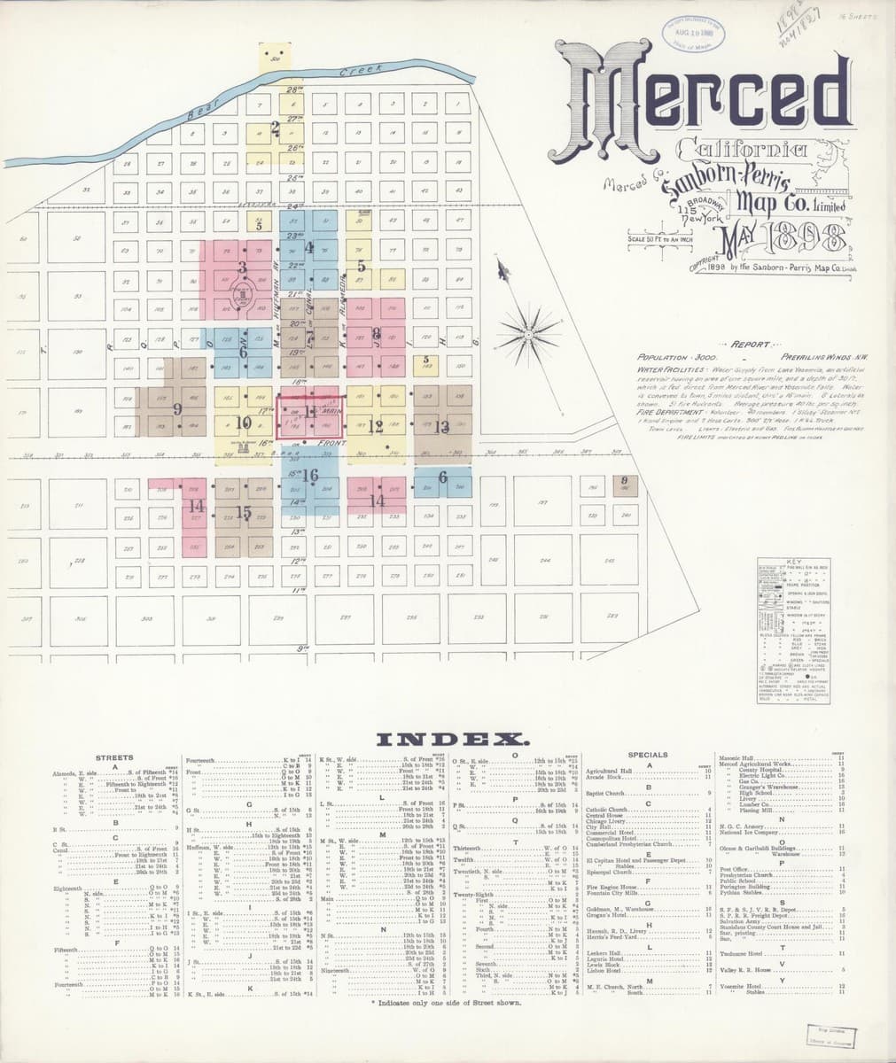 Merced, California - 1898 Sanborn Map