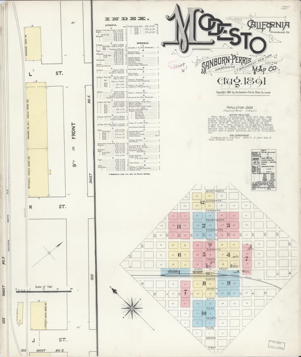 Modesto, California - 1891 Sanborn Map