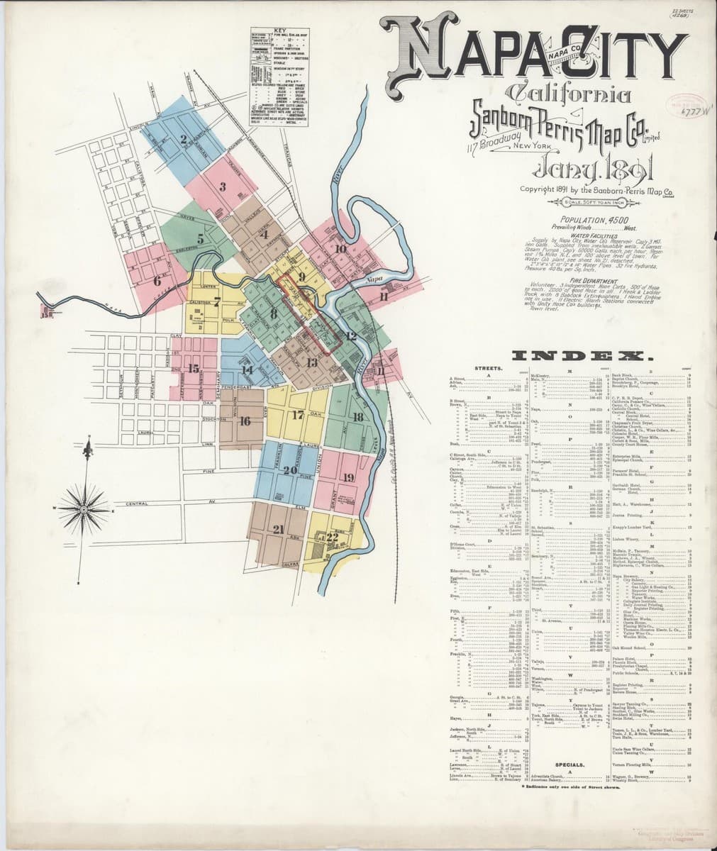 Napa, California - 1891 Sanborn Map