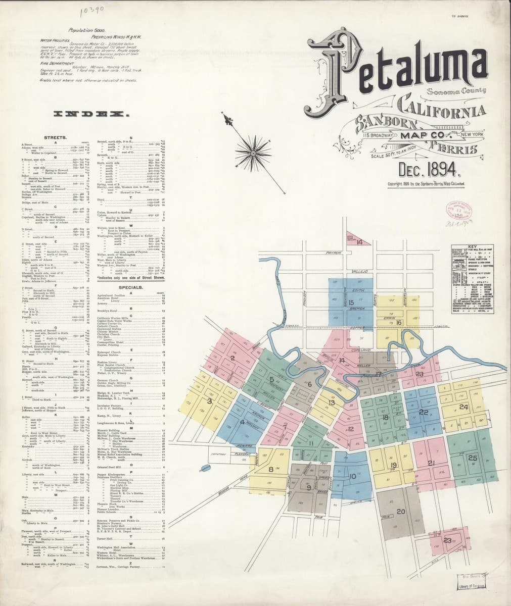 Petaluma, California - 1894 Sanborn Map
