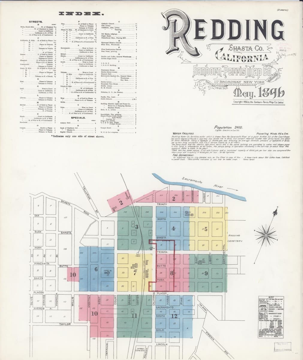 Redding, California - 1896 Sanborn Map