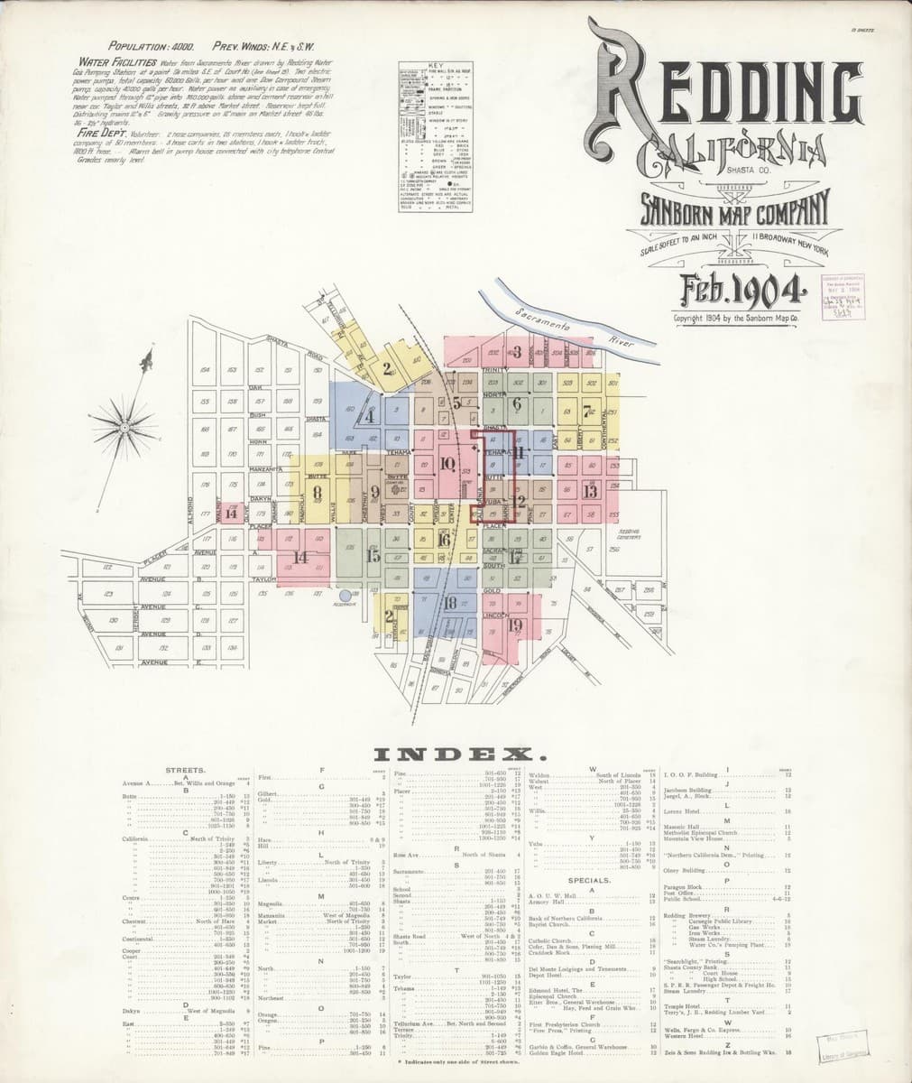 Redding, California - 1904 Sanborn Map