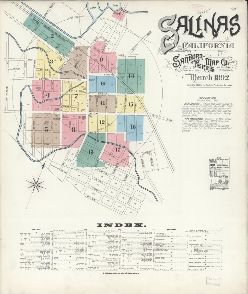 Salinas, California - 1892 Sanborn Map