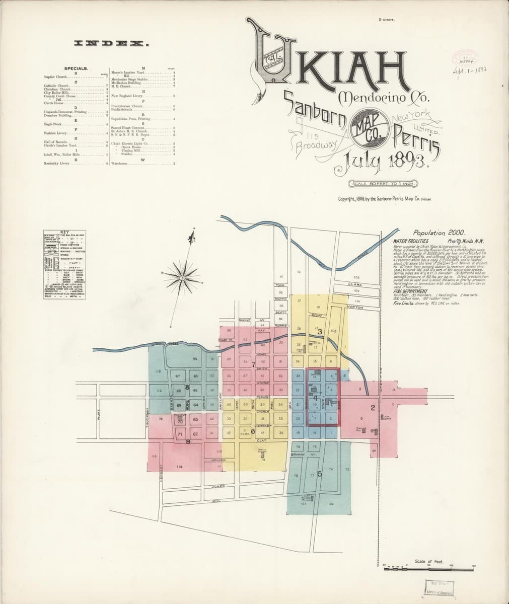 Ukiah, California - 1893 Sanborn Map