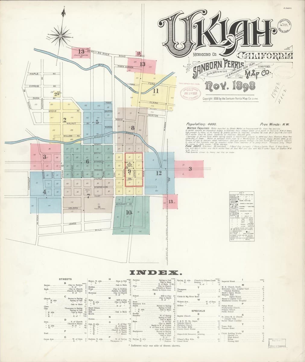 Ukiah, California - 1898 Sanborn Map