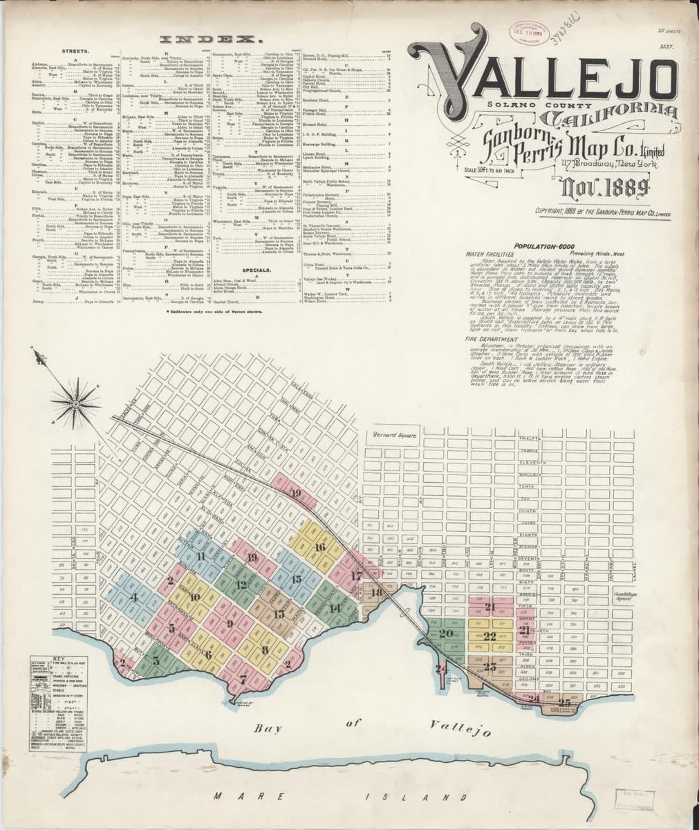 Vallejo, California - 1889 Sanborn Map