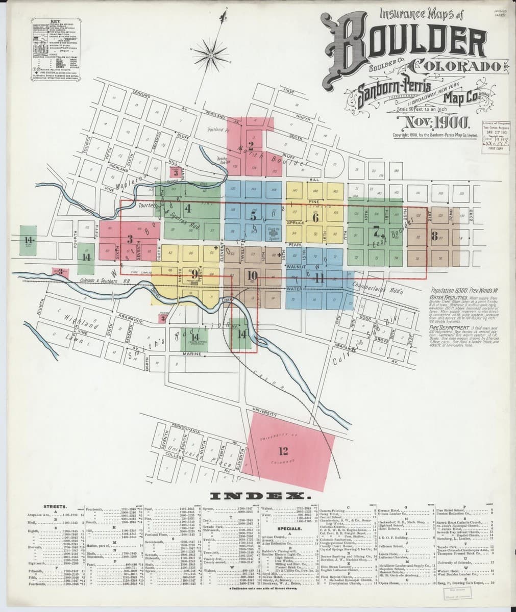 Boulder, Colorado - 1900 Sanborn Map