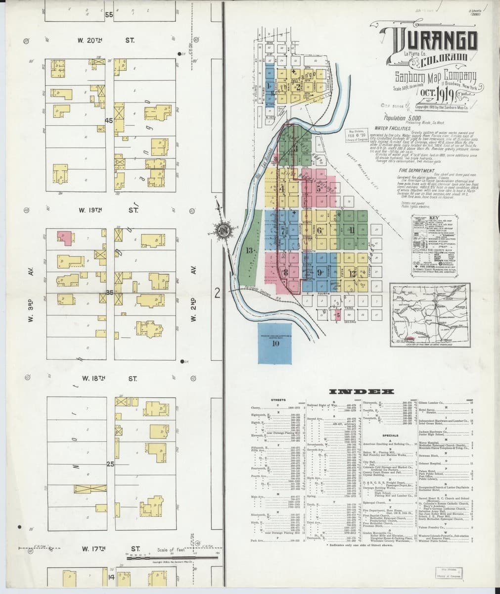 Durango, Colorado - 1919 Sanborn Map