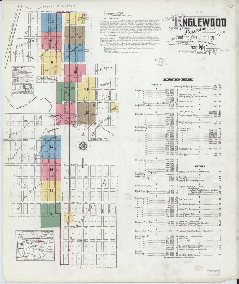 Englewood, Colorado - 1919 Sanborn Map