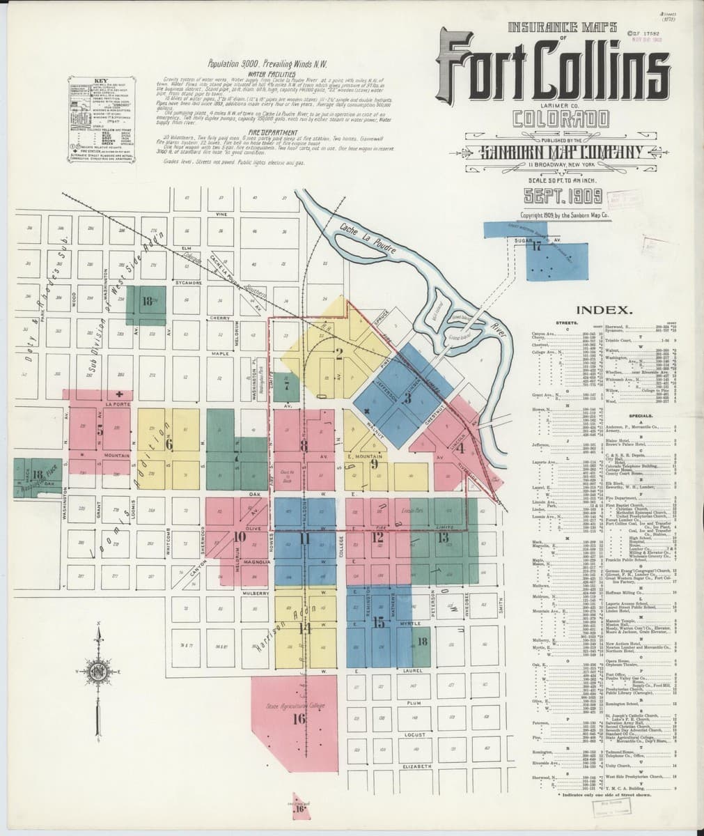 Fort Collins, Colorado - 1909 Sanborn Map