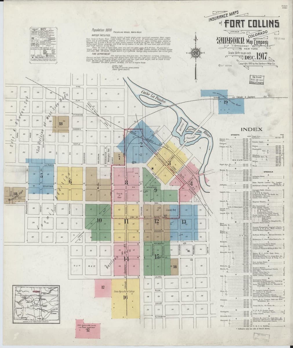 Fort Collins, Colorado - 1917 Sanborn Map