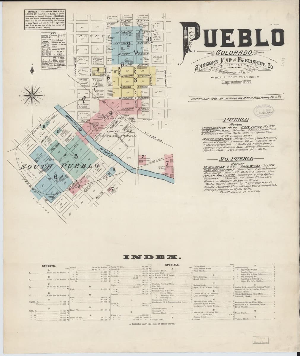 Sanborn Fire Insurance Map: Pueblo, Colorado (1883)