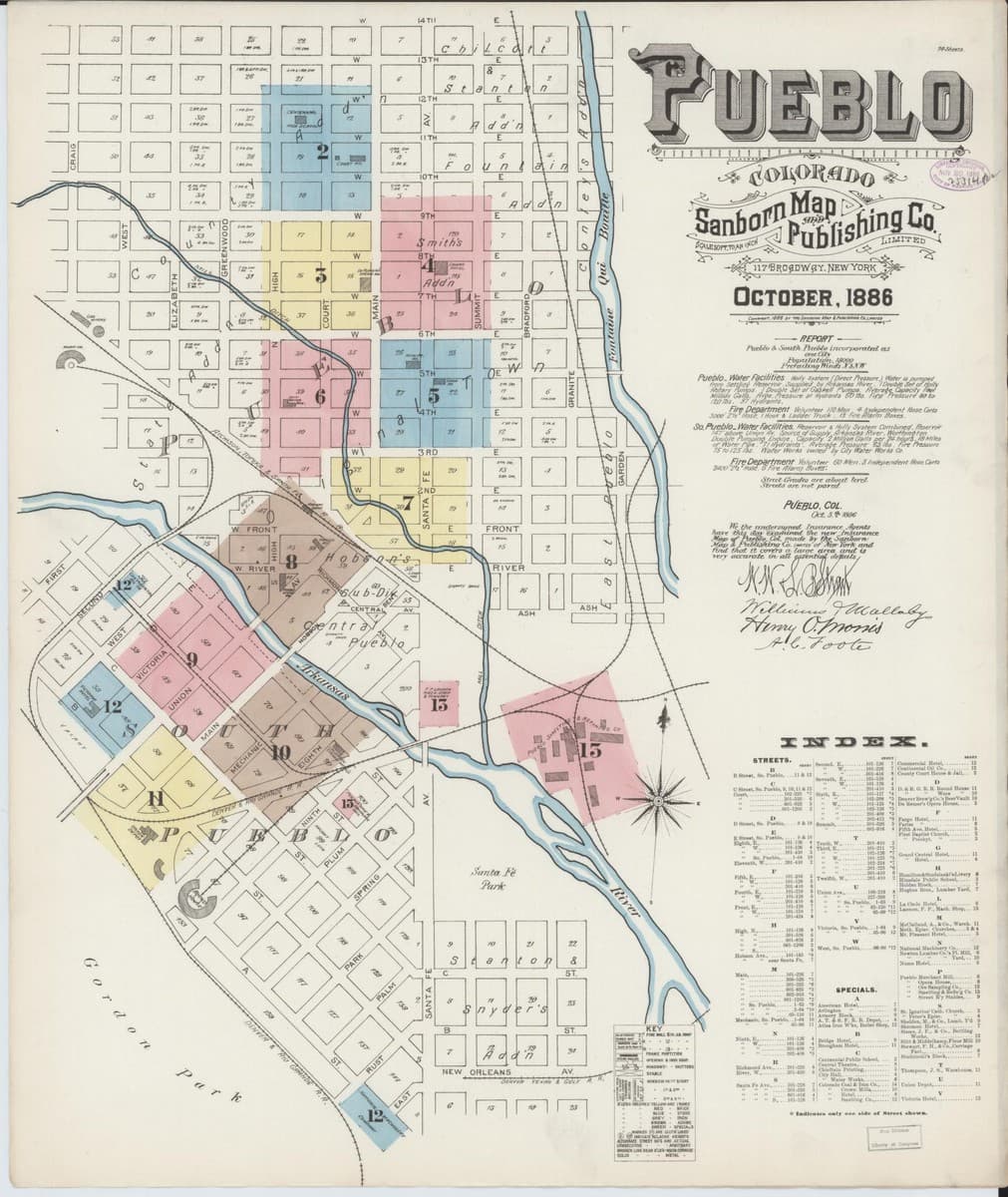 Pueblo, Colorado - 1886 Sanborn Map
